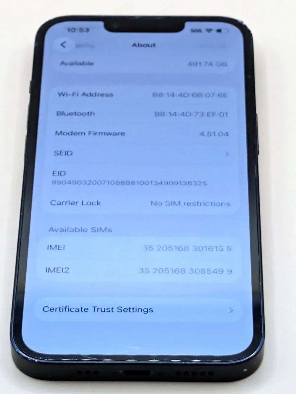 Apple iPhone Black Frame with Blue Display